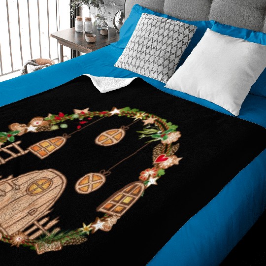 Elf door in Christmas wreath for Christmas Baby Blankets