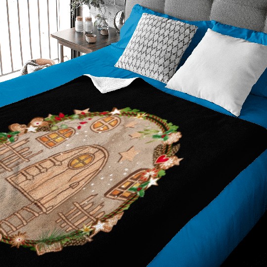 Elf door in Christmas wreath for Christmas Baby Blankets