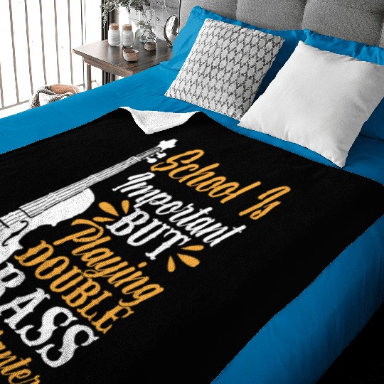 Back To School Playing Double Bass Contrabassist P Baby Blankets