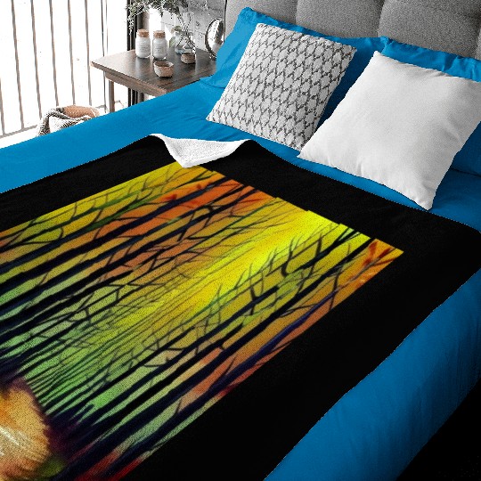 Sunset watercolor forest Baby Blankets