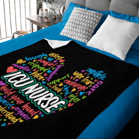 ICU Nurse Heart Baby Blankets