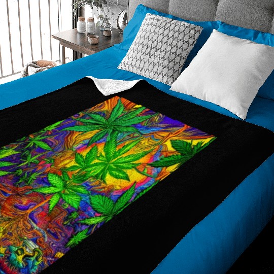 Psychedelic Colorful Cannabis Baby Blankets
