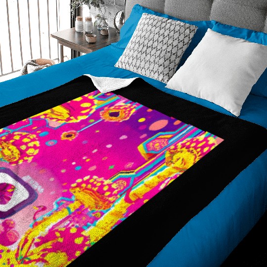 Psychedelic Video Game Fantasy World Baby Blankets