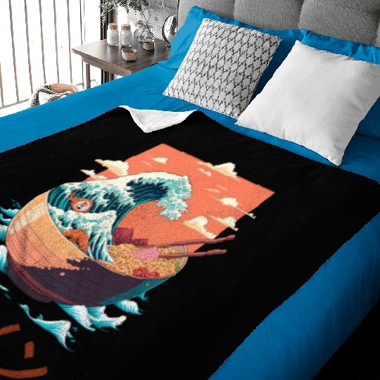 Ramen bowl painting. Text means "Ramen" Baby Blankets