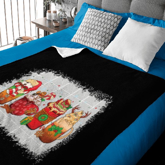 Christmas Coffee Cup Bleached Baby Blankets