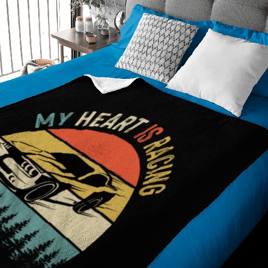 Fathers Day Retro Vintage Speedway Car Racing Baby Blankets