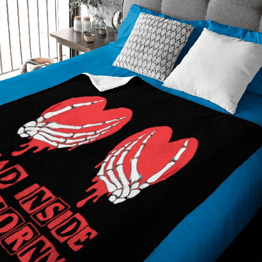 Dead Inside but horny Valentine Meme Skull Gift Baby Blankets