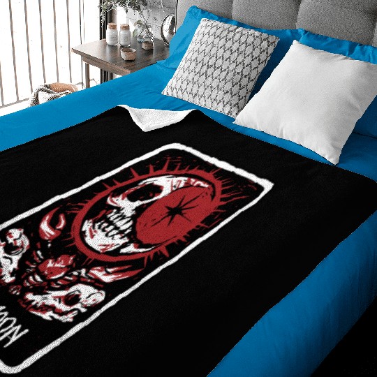 The Moon Blood Red Skeleton Skull Tarot Card Baby Blankets