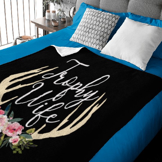 Trophy Wife Cute Deer Antlers Flowers Hunters Wife Baby Blankets