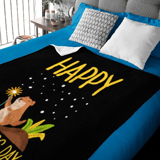 Happy Groundhog Day Baby Blankets