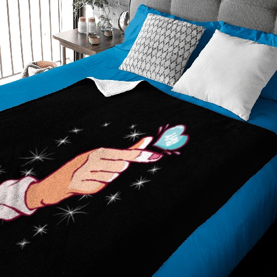 Kawaii Saranghae Korean Finger Heart K-Pop Kdrama Baby Blankets