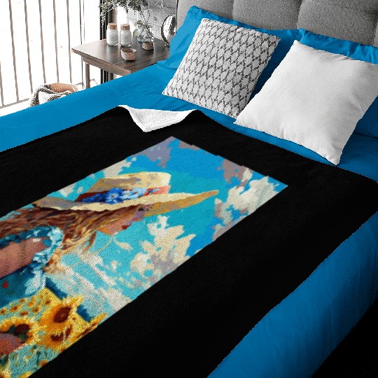 Sunflower girl summer Baby Blankets