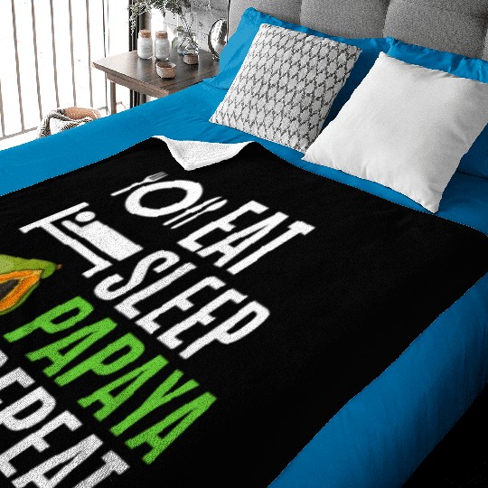 Eat Sleep Papaya Repeat Baby Blankets