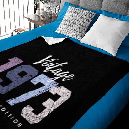 50 Years Vintage 1973 Retro 50th Birthday Baby Blankets