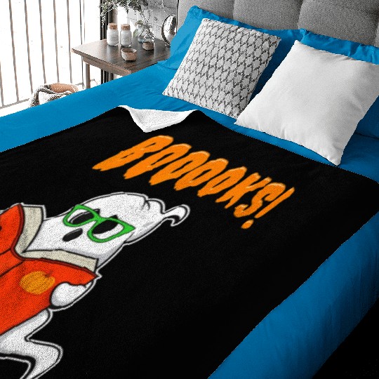 Funny Teacher Halloween Ghost Books Reading Baby Blankets
