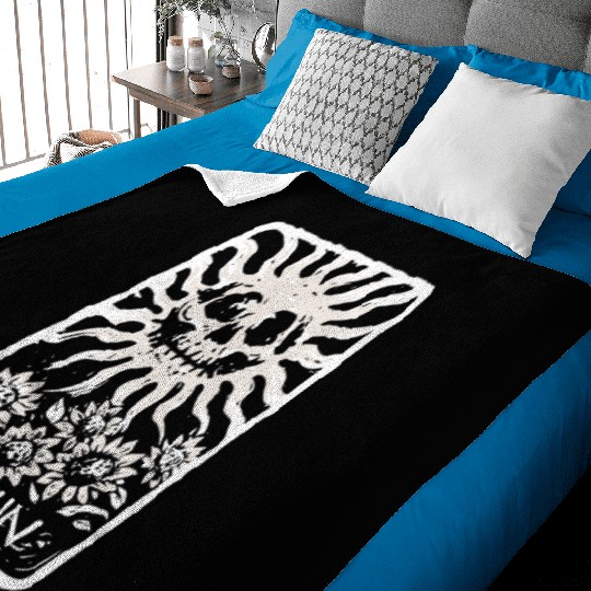 The Sun Skeleton Skull Tarot Card Baby Blankets