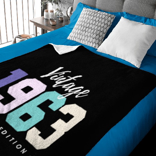 60 Years Vintage 1963 Retro 60th Birthday Baby Blankets