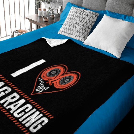 Drag Racing Race Car Heart I Love Baby Blankets