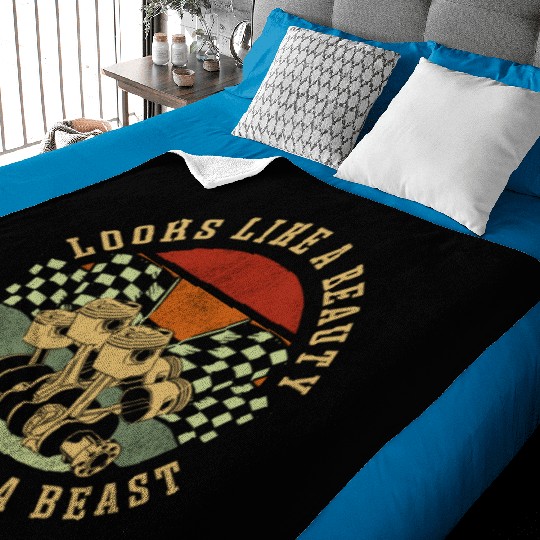 Drag Racing Race Car Girl Retro Baby Blankets