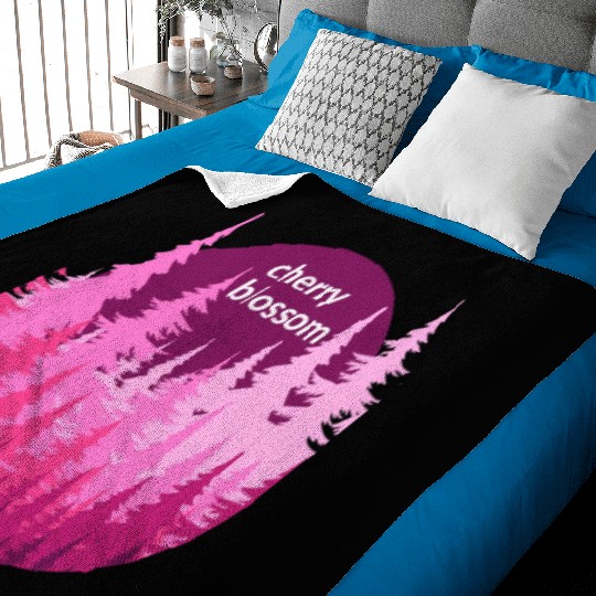 Cherry Blossom Forest Sun Baby Blankets