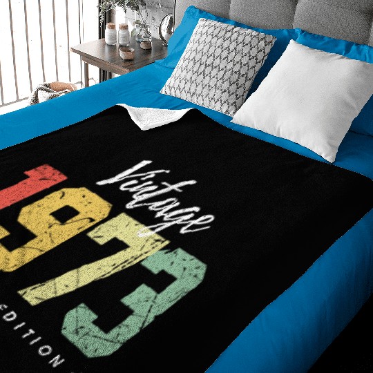 50 Years Vintage 1973 Retro 50th Birthday Baby Blankets