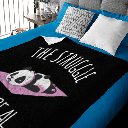 Funny Panda Women Yoga Gym Exercise The Struggle i Baby Blankets