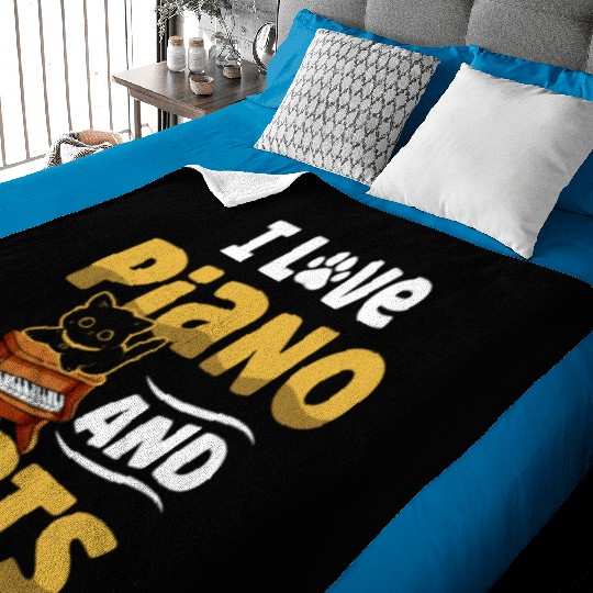I Love Piano And Cats Musician Pianist Cat Kitty Baby Blankets