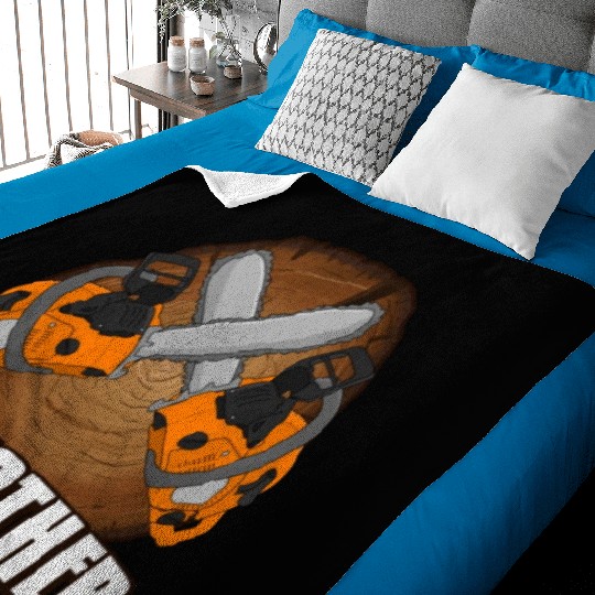 chainsaw Logfather Lumberjack Baby Blankets