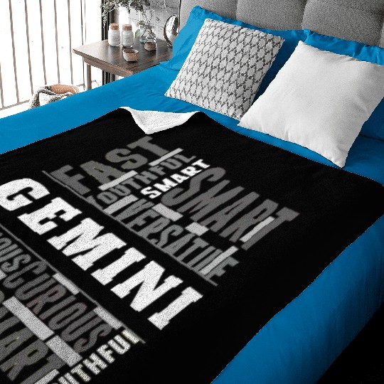 Gemini Zodiac Star Sign Word Cloud Square Monochro Baby Blankets
