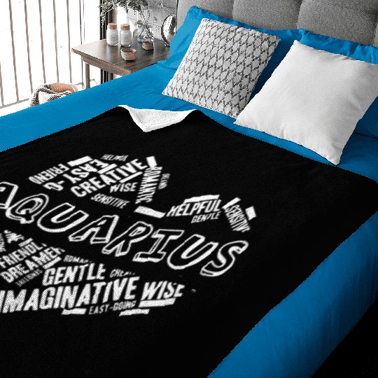 Aquarius Heart Word Cloud Doodle Astrology Zodiac Baby Blankets