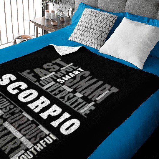 Scorpio Zodiac Star Sign Word Cloud Square Monochr Baby Blankets