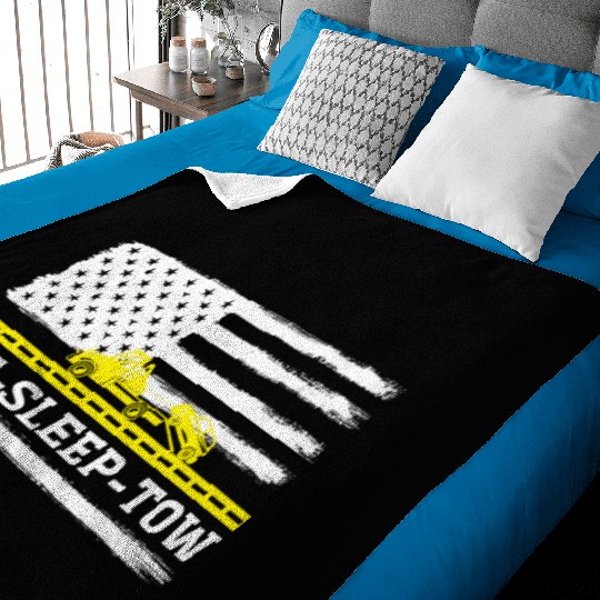 Eat Sleep Tow Thin Yellow Line American Flag Funny Baby Blankets