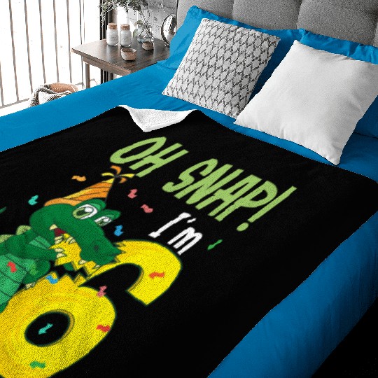 Oh Snap I'm 6 Crocodile 6th Birthday Alligator Baby Blankets