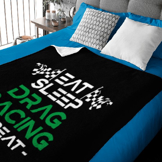 Drag Racing Race Car Eat Sleep Baby Blankets