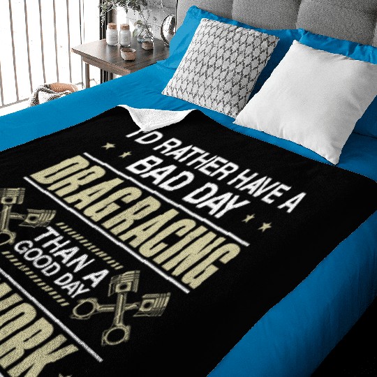 Drag Racing Race Car I'd Rather Baby Blankets