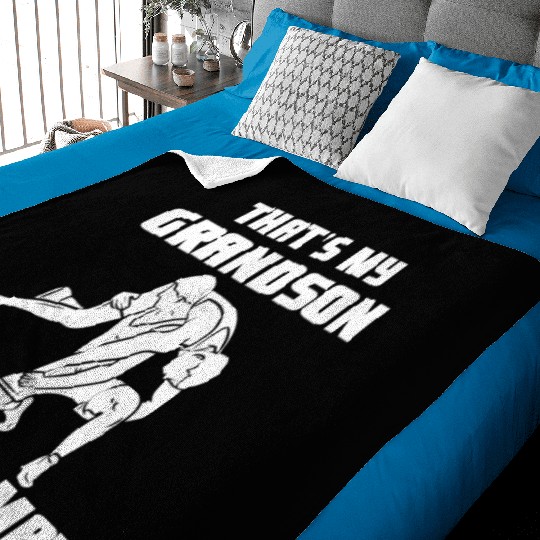 Wrestling Dad That's My Grandson On The Mat Baby Blankets