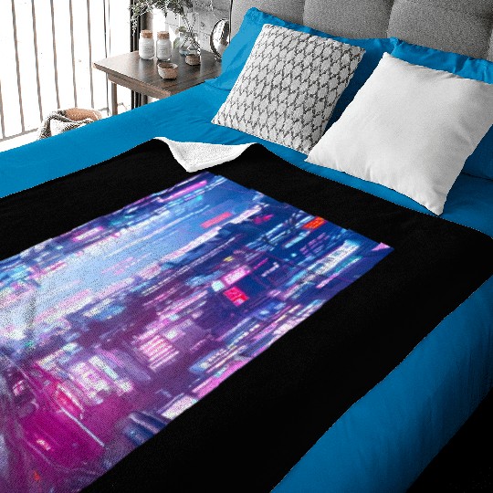 Cyberpunk Vaporwave Anime Japan Cyber synthwave Baby Blankets