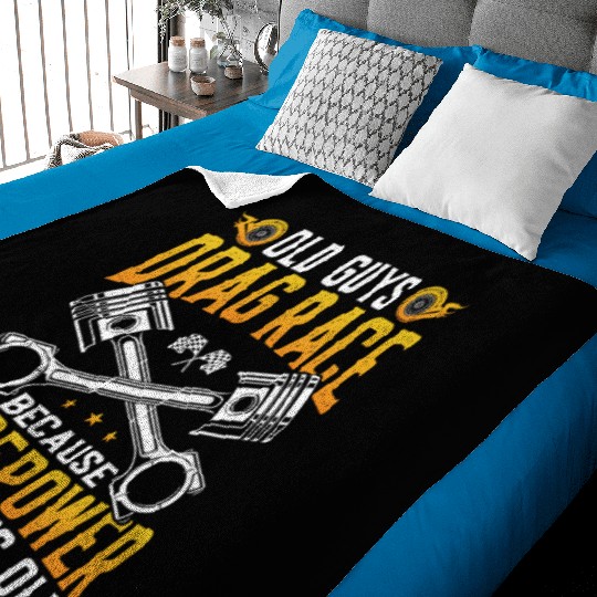 Drag Racing Race Car Old Guys Drag Baby Blankets
