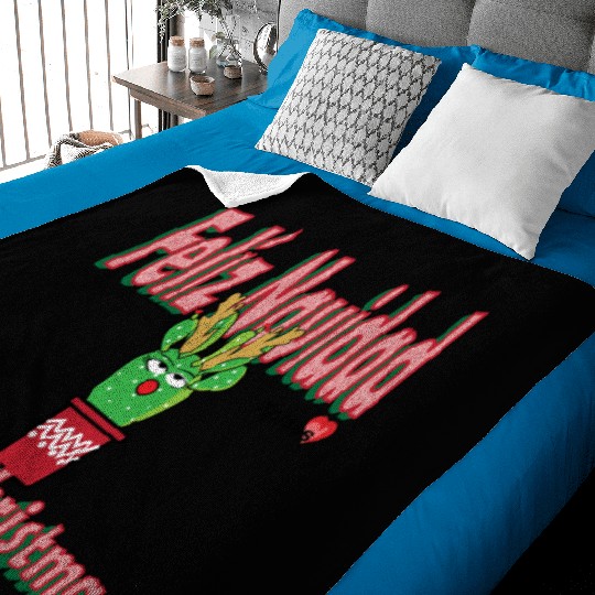Felíz Navidad Cactus Lady Baby Blankets