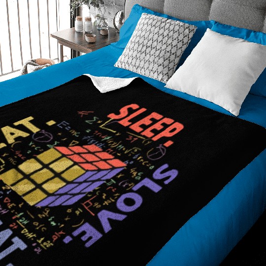 Eat Sleep Solve Repeat Math Speed Cubing Genie Baby Blankets