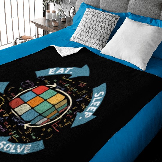 Eat Sleep Solve Repeat Math Speed Cubing Genie Baby Blankets