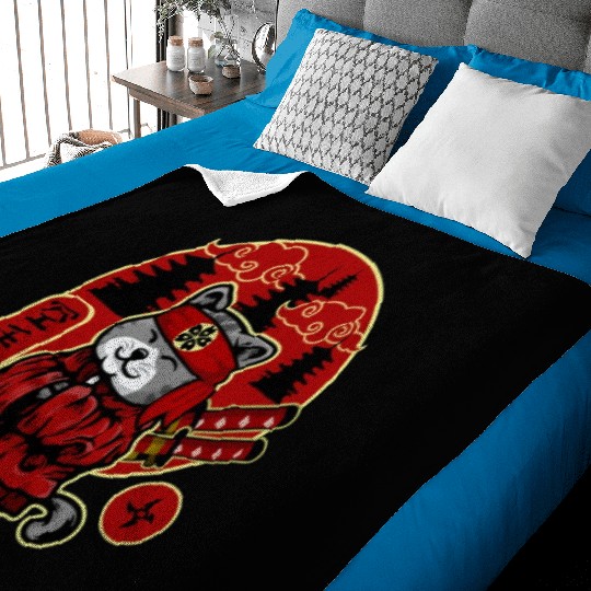 Samurai Cat Baby Blankets