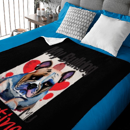 My bulldog is my valentine, pit bull dog lovers. Baby Blankets