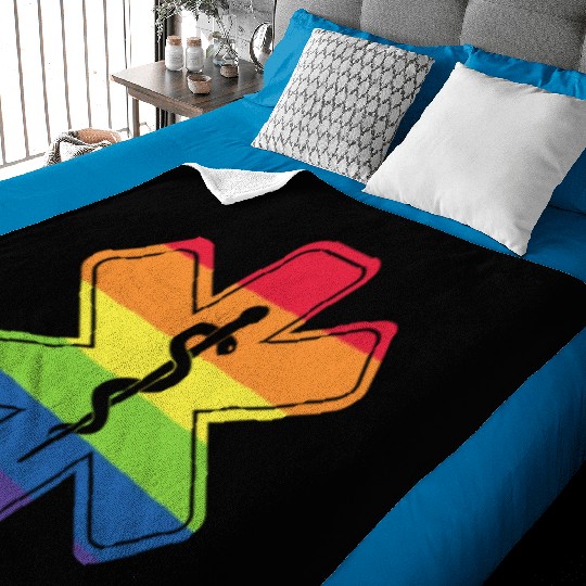 LGBT Caduceus EMT Medical Symbol Baby Blankets
