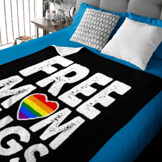 Free Mom Hugs, LGBT Rainbow Heart Baby Blankets