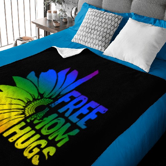 Free Mom Hugs, LGBT Sunflower Baby Blankets
