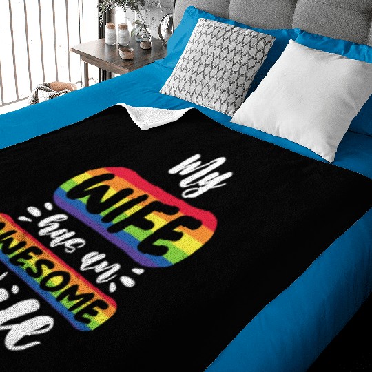 My Wife Has An Awesome Wife, LGBT Rainbow Flag Baby Blankets