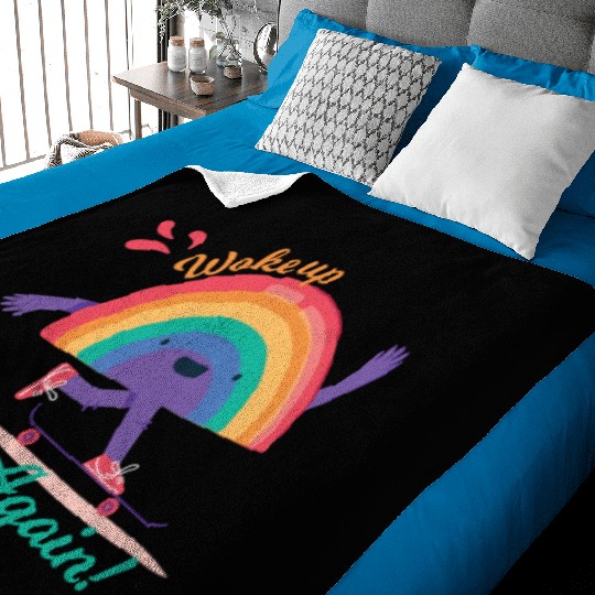 Funny Woke Up Gay Again Cute Rainbow Pride Colors Baby Blankets
