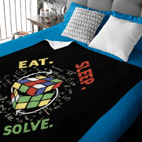 Eat Sleep Solve Repeat Math Speed Cubing Genie Baby Blankets