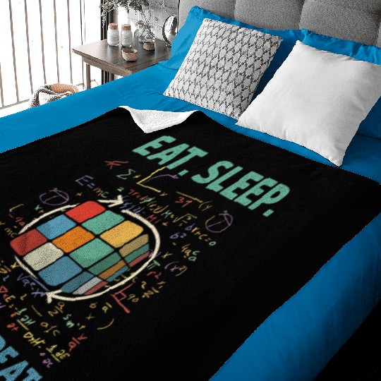 Eat Sleep Solve Repeat Math Speed Cubing Genie Baby Blankets